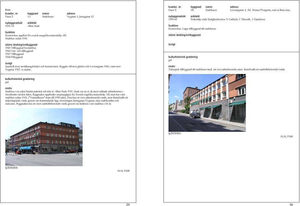 Byggdes till mot gården och Lovisingatan 1960, samt mot Nygatan 1967. se nedan.. Enen 2 1B Stadshuset Lovisingatan 4, Fd. hörnet Postgatan, som ej finns mer. 1959-60 Södertälje stads fastighetskontor.