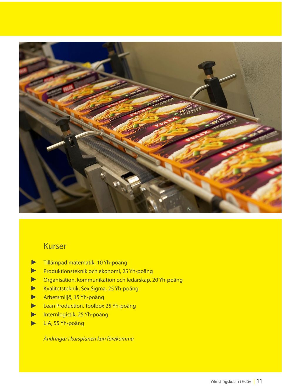 Sex Sigma, 25 Yh-poäng Arbetsmiljö, 15 Yh-poäng Lean Production, Toolbox 25