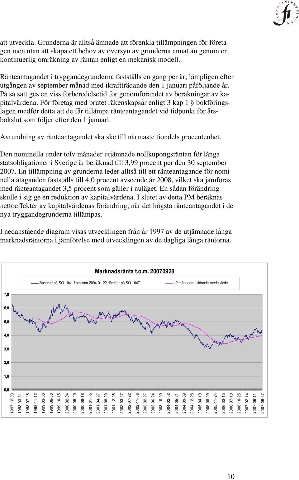 Ränteantagandet i tryggandegrunderna fastställs en gång per år, lämpligen efter utgången av september månad med ikraftträdande den 1 januari påföljande år.