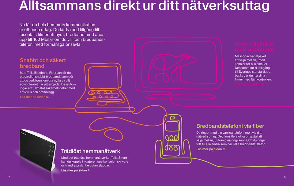 Snabbt och säkert bredband Med Telia Bredband FiberLan får du ett otroligt snabbt bredband, som gör att du verkligen kan dra nytta av allt som internet har att erbjuda.