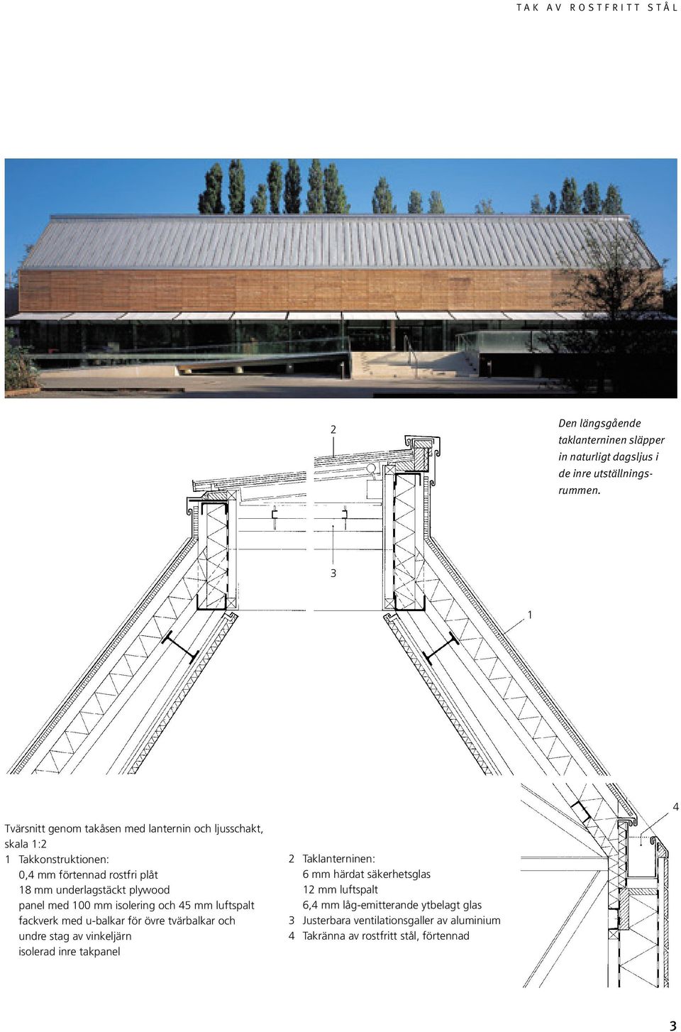 plywood panel med 100 mm isolering och 45 mm luftspalt fackverk med u-balkar för övre tvärbalkar och undre stag av vinkeljärn isolerad inre
