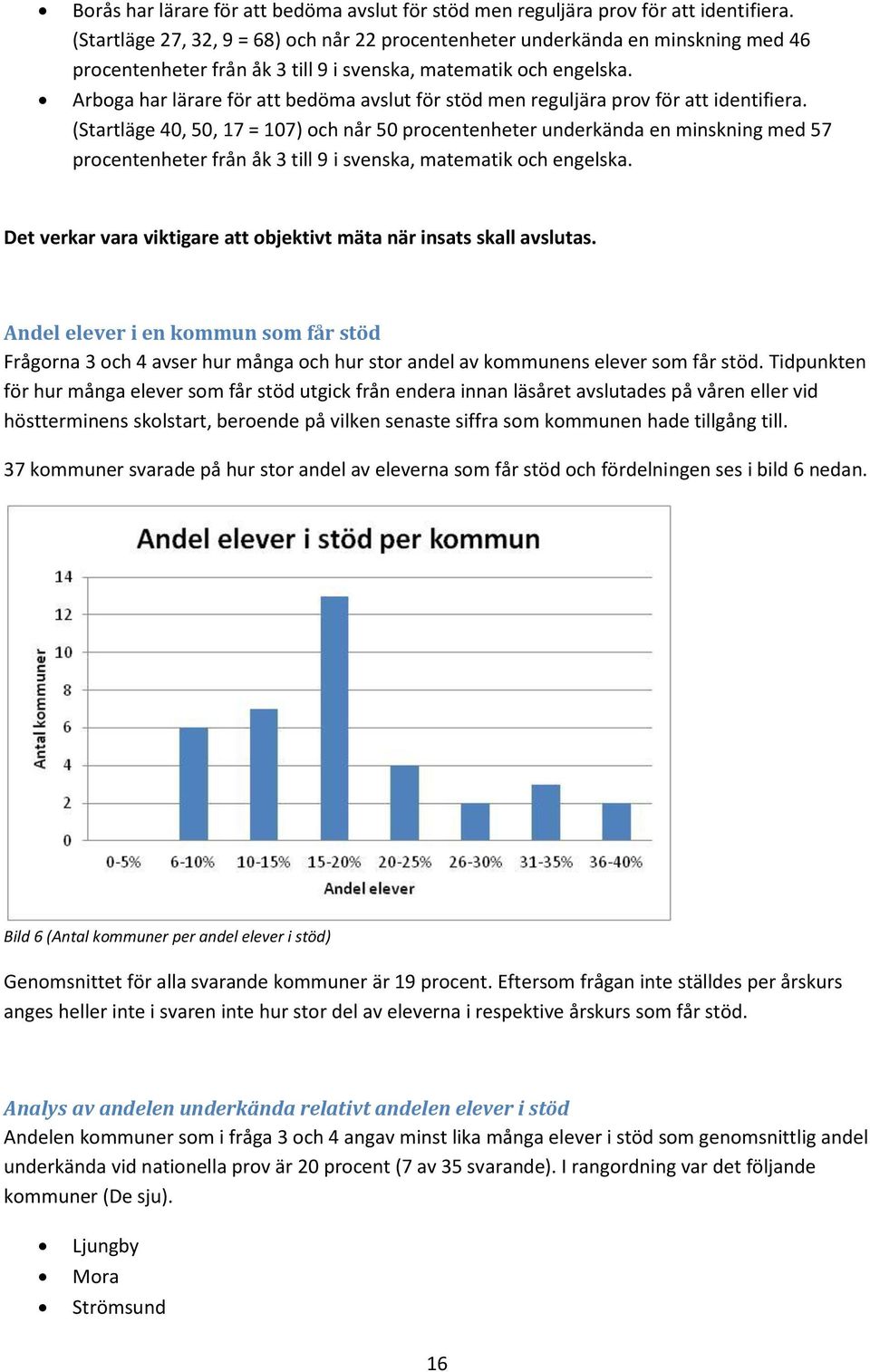 Arboga har lärare för att bedöma avslut för stöd men reguljära prov för att identifiera.