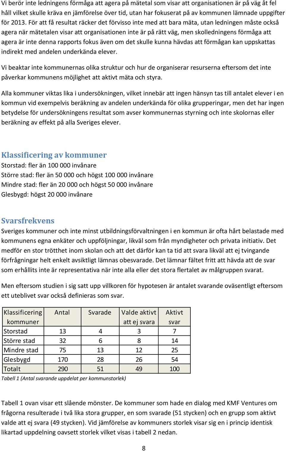 För att få resultat räcker det förvisso inte med att bara mäta, utan ledningen måste också agera när mätetalen visar att organisationen inte är på rätt väg, men skolledningens förmåga att agera är