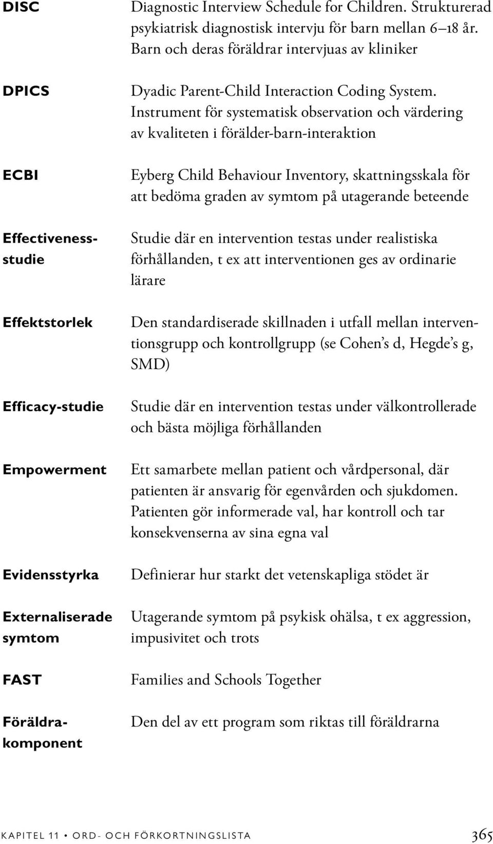 Instrument för systematisk observation och värdering av kvaliteten i förälder-barn-interaktion Eyberg Child Behaviour Inventory, skattningsskala för att bedöma graden av symtom på utagerande beteende