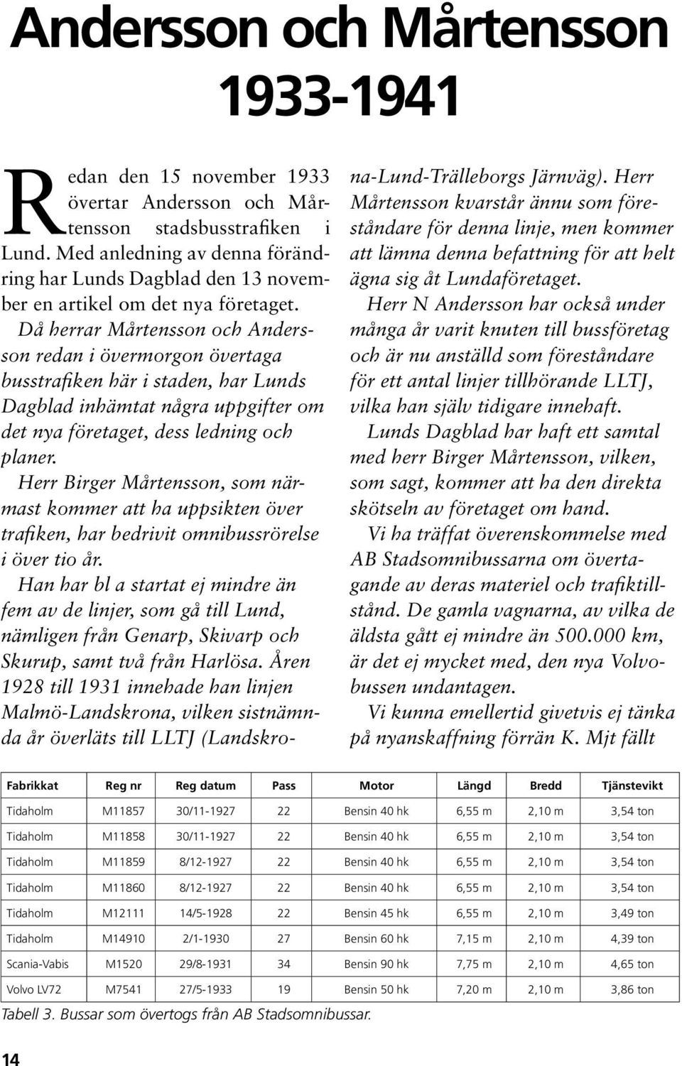 Då herrar Mårtensson och Andersson redan i övermorgon övertaga busstrafiken här i staden, har Lunds Dagblad inhämtat några uppgifter om det nya företaget, dess ledning och planer.