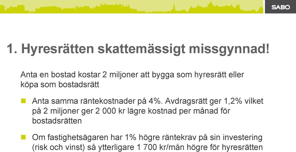 räntekostnader på 4%.