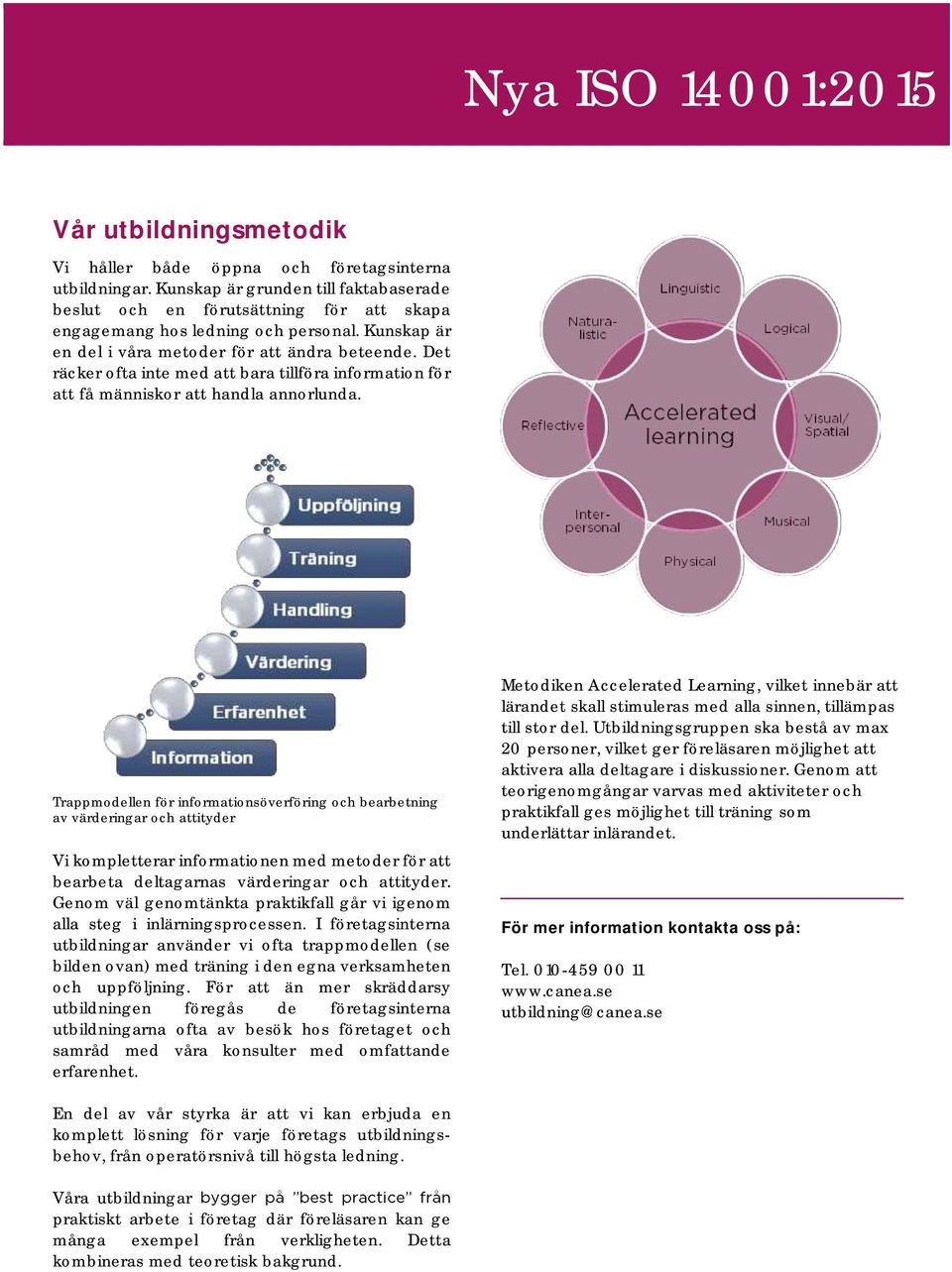 Trappmodellen för informationsöverföring och bearbetning av värderingar och attityder Vi kompletterar informationen med metoder för att bearbeta deltagarnas värderingar och attityder.