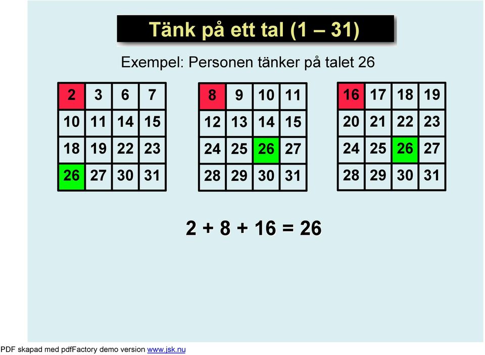 på talet 2 3 6 8 9 10 16 1