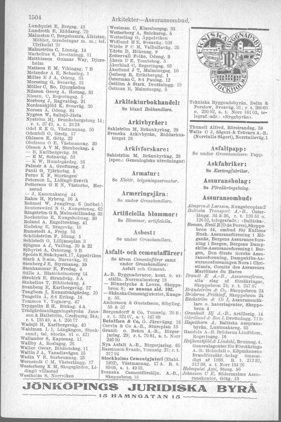 , Brabeg. 13 A.-B. Automobil centralen, Brunke- Brandts Herman Metallfabrik, Buden Eric G, Viggbyholm bergstorg 11 Fl'ejg. 21 Scania Bilreparations A -B.. Ad, - A.