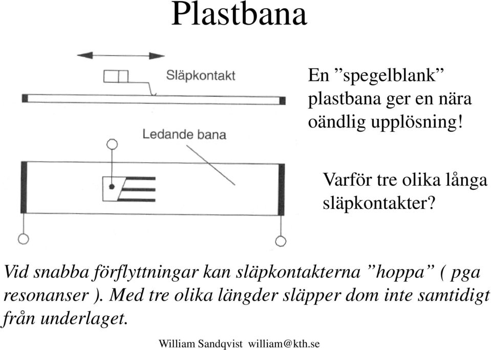 Vid snabba förflyttningar kan släpkontakterna hoppa ( pga