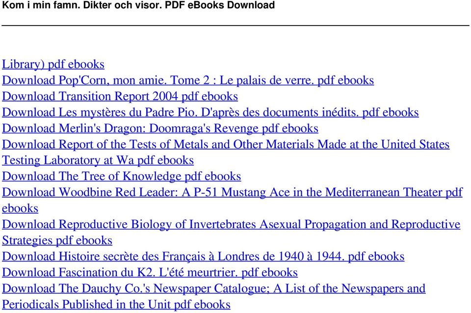 pdf ebooks Download Merlin's Dragon: Doomraga's Revenge pdf ebooks Download Report of the Tests of Metals and Other Materials Made at the United States Testing Laboratory at Wa pdf ebooks Download