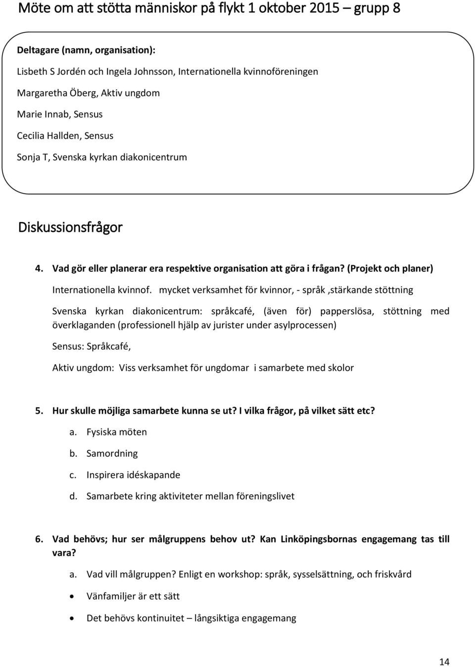 (Projekt och planer) Internationella kvinnof.