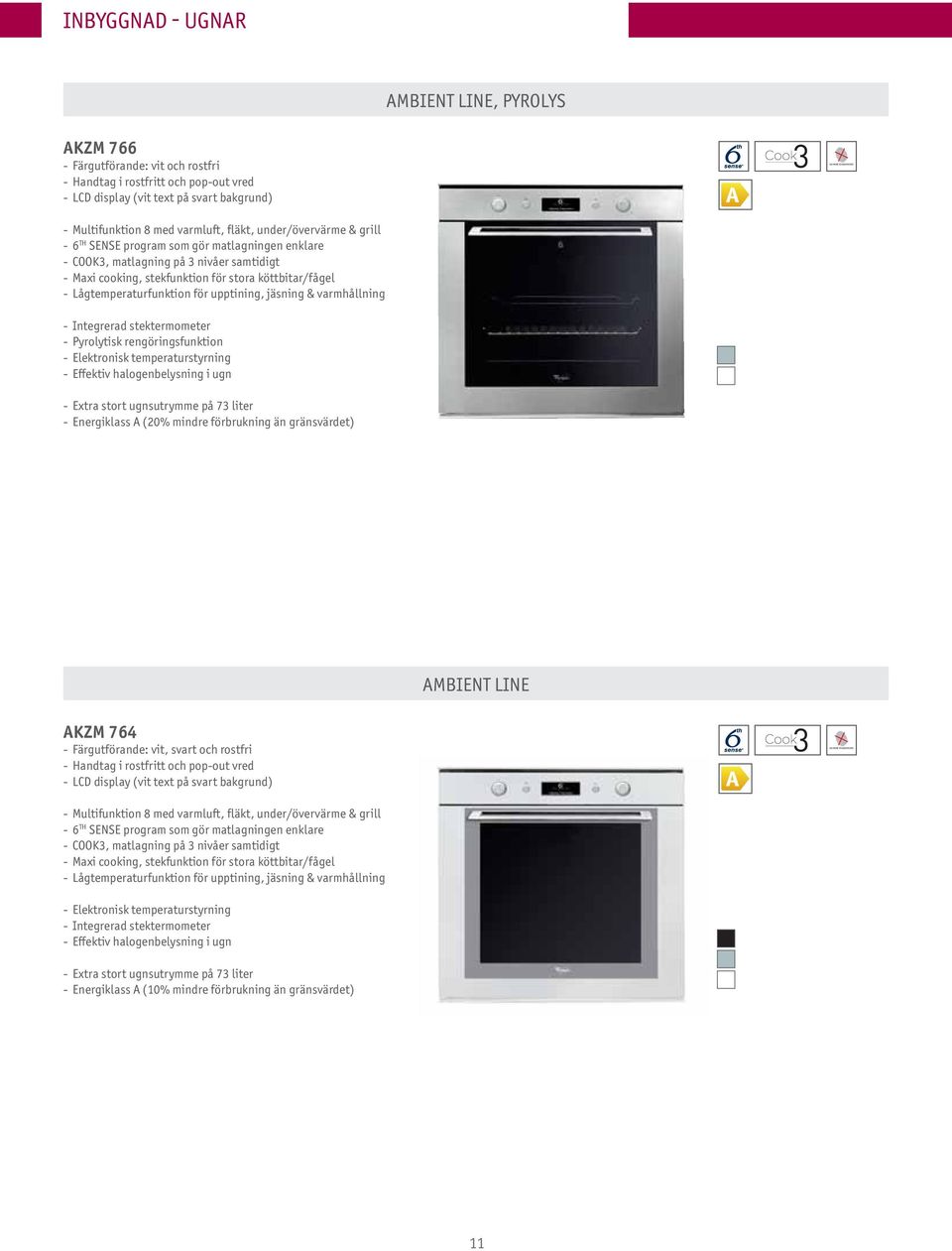stora köttbitar/fågel - Lågtemperaturfunktion för upptining, jäsning & varmhållning -Integrerad stektermometer -Pyrolytisk rengöringsfunktion -Elektronisk temperaturstyrning - Effektiv