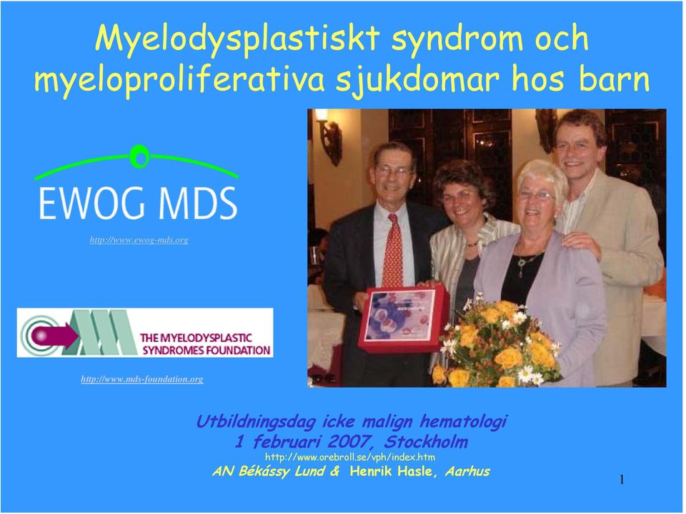 org Utbildningsdag icke malign hematologi 1 februari 2007,