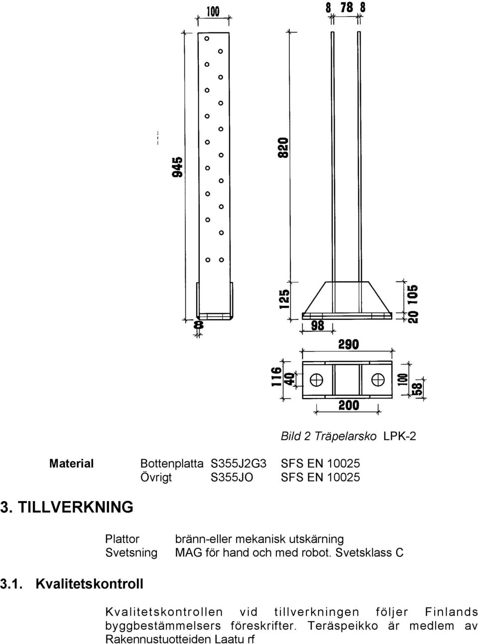 TILLVERKNING Plattor Svetsning bränn-eller mekanisk utskärning MAG för hand och med robot.