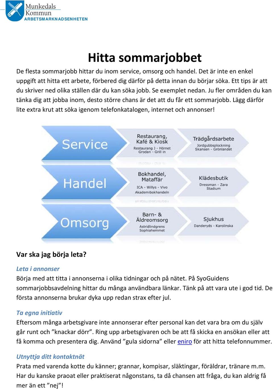 Lägg därför lite extra krut att söka igenom telefonkatalogen, internet och annonser! Var ska jag börja leta? Leta i annonser Börja med att titta i annonserna i olika tidningar och på nätet.