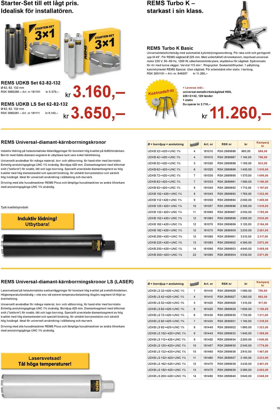 För raka snitt och geringsnitt upp till 45. För EMS sågblad Ø 225 mm. Med underhållsfri drivmekanism, beprövad universalmotor 230 V, 50 60 Hz, 1200 W, säkerhetsströmbrytare, skyddshuv för sågblad.