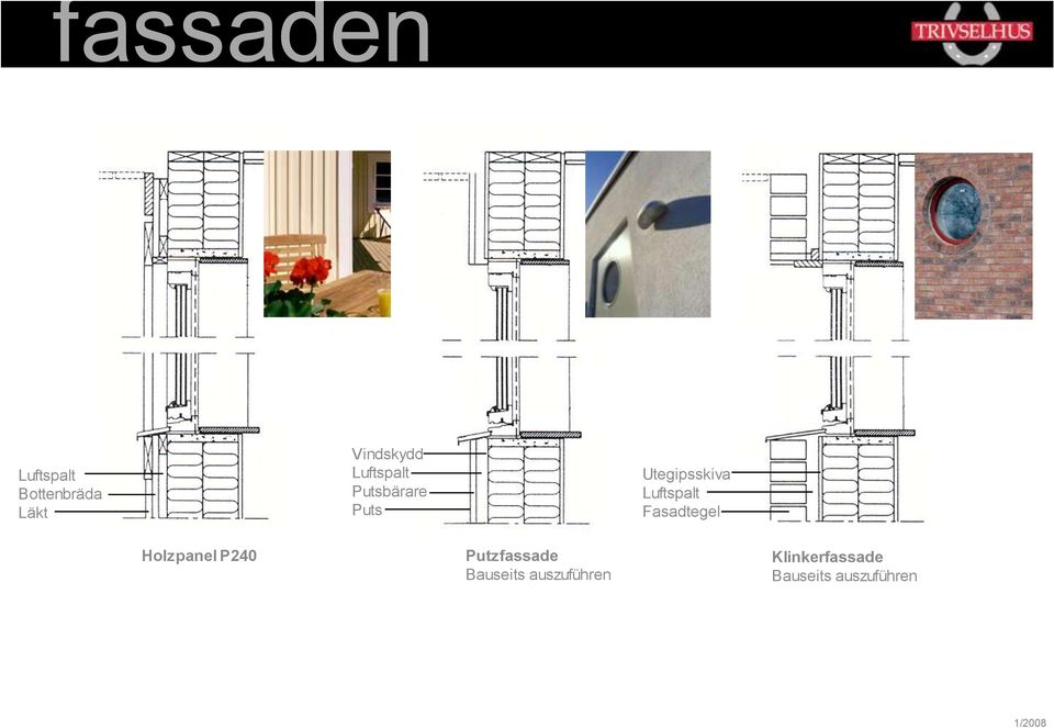 Luftspalt Fasadtegel Holzpanel P240 Putzfassade
