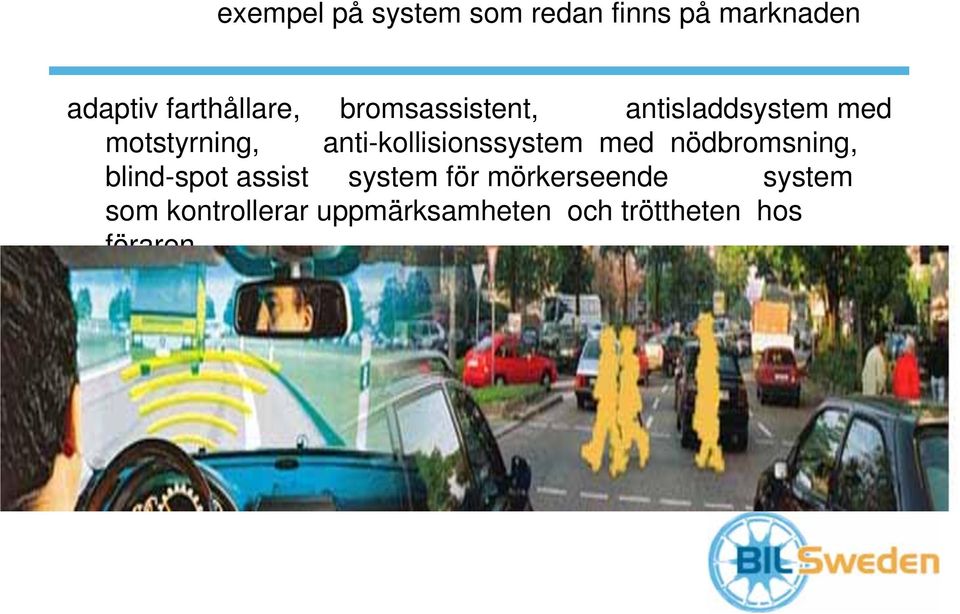 anti-kollisionssystem med nödbromsning, blind-spot assist system