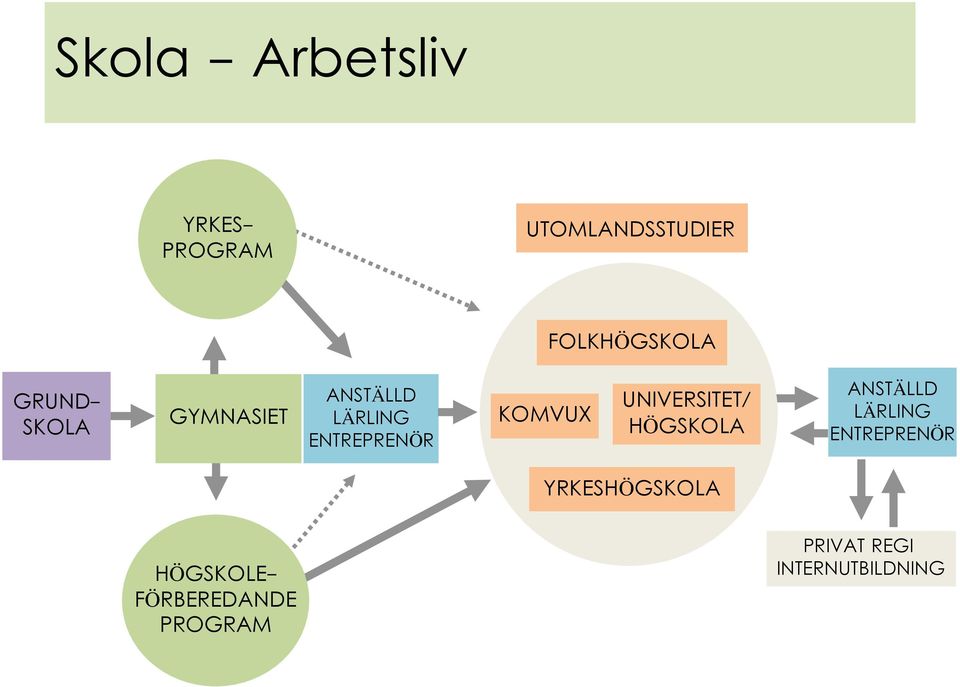 ENTREPRENÖR KOMVUX UNIVERSITET/ HÖGSKOLA ANSTÄLLD LÄRLING