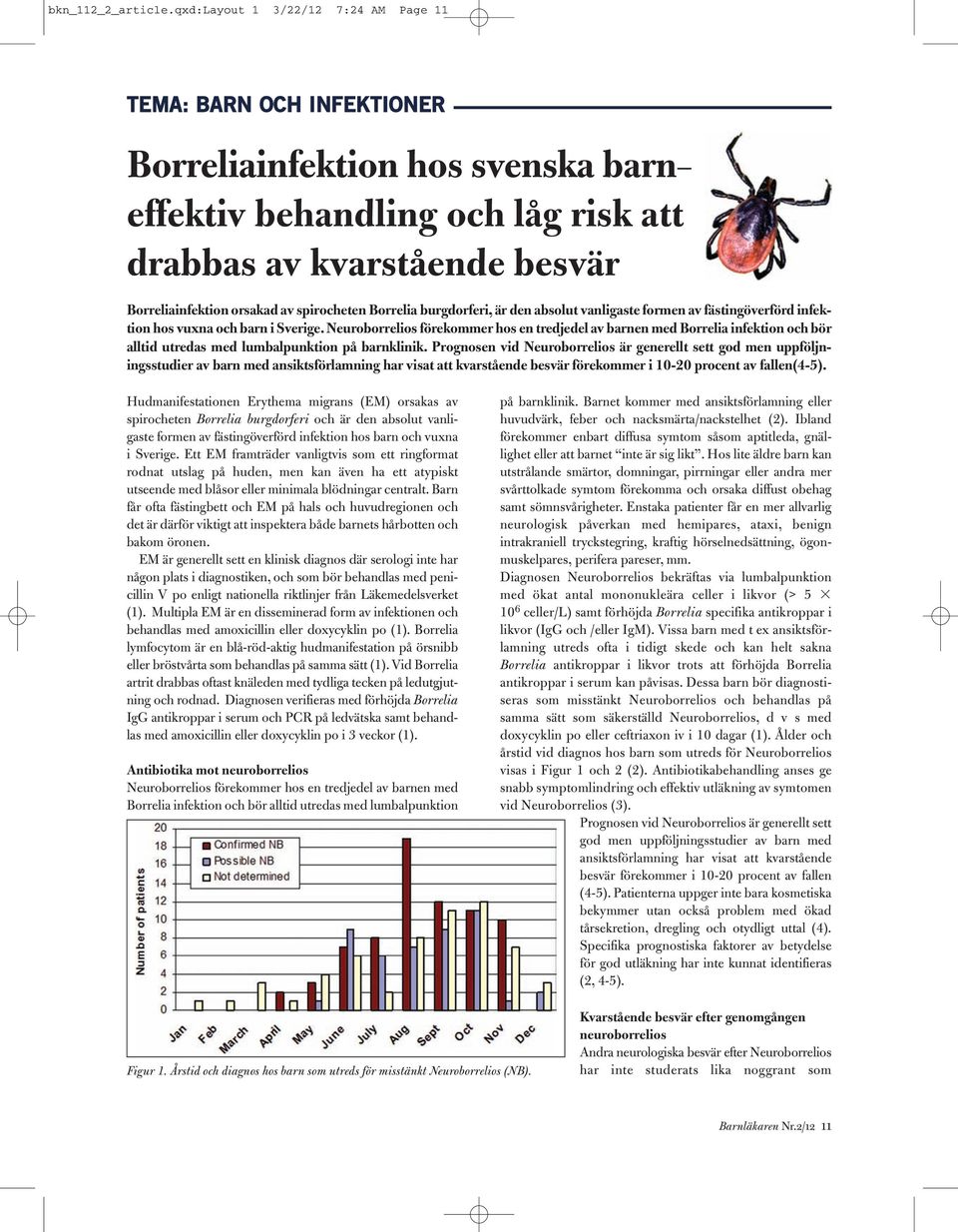 spirocheten Borrelia burgdorferi, är den absolut vanligaste formen av fästingöverförd infektion hos vuxna och barn i Sverige.
