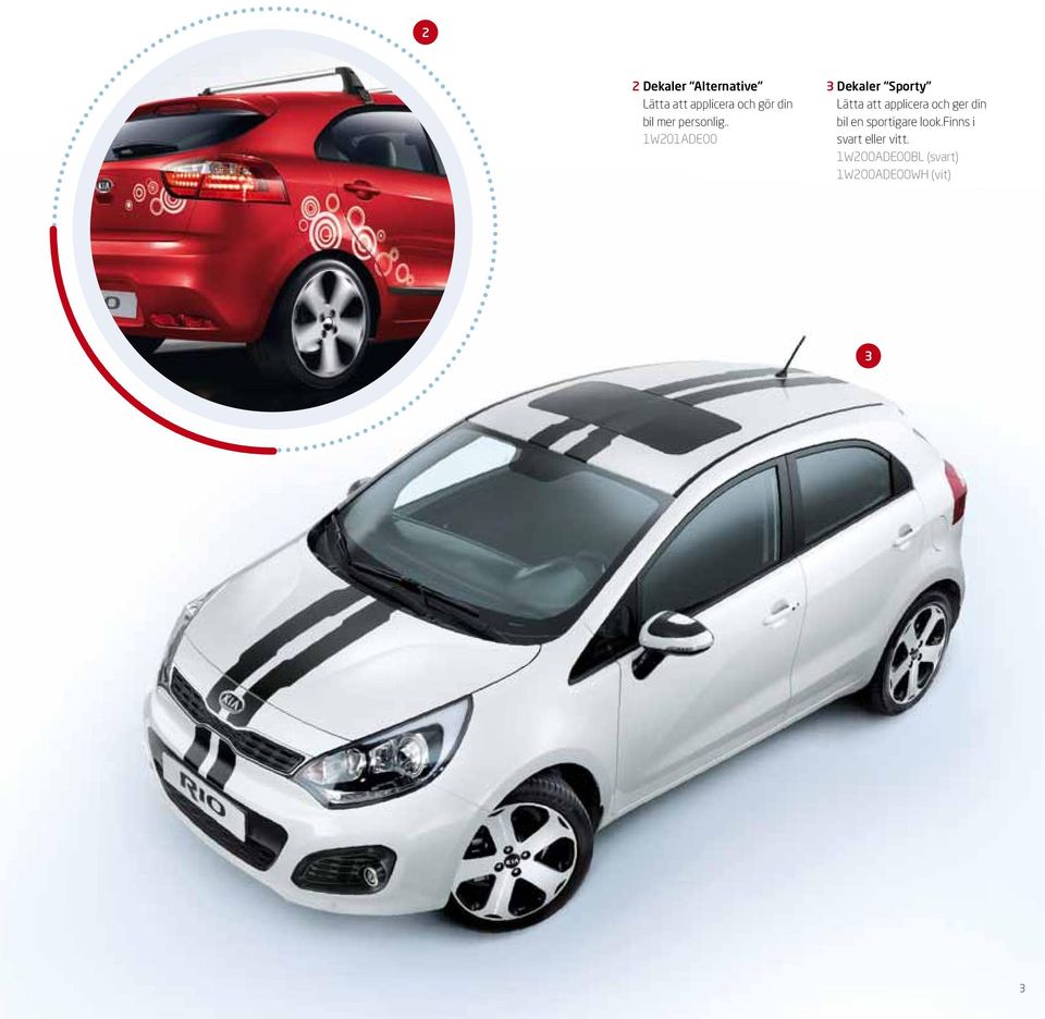. 1W201ADE00 3 Dekaler Sporty Lätta att applicera och