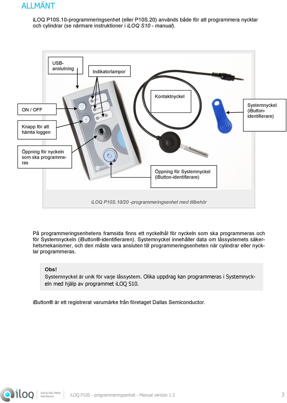 (ibutton-identifierare) iloq P10S.