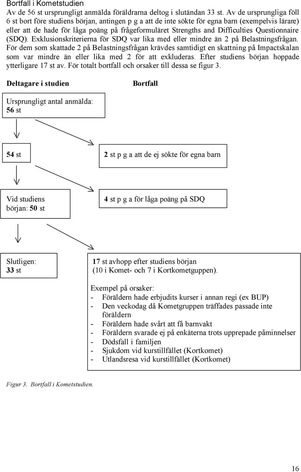 Difficulties Questionnaire (SDQ). Exklusionskriterierna för SDQ var lika med eller mindre än 2 på Belastningsfrågan.