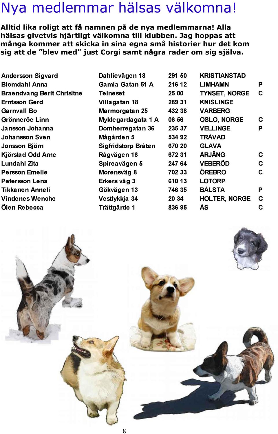 Andersson Sigvard Blomdahl Anna Braendvang Berit Chrisitne Erntsson Gerd Garnvall Bo Grönneröe Linn Jansson Johanna Johansson Sven Jonsson Björn Kjörstad Odd Arne Lundahl Zita Persson Emelie