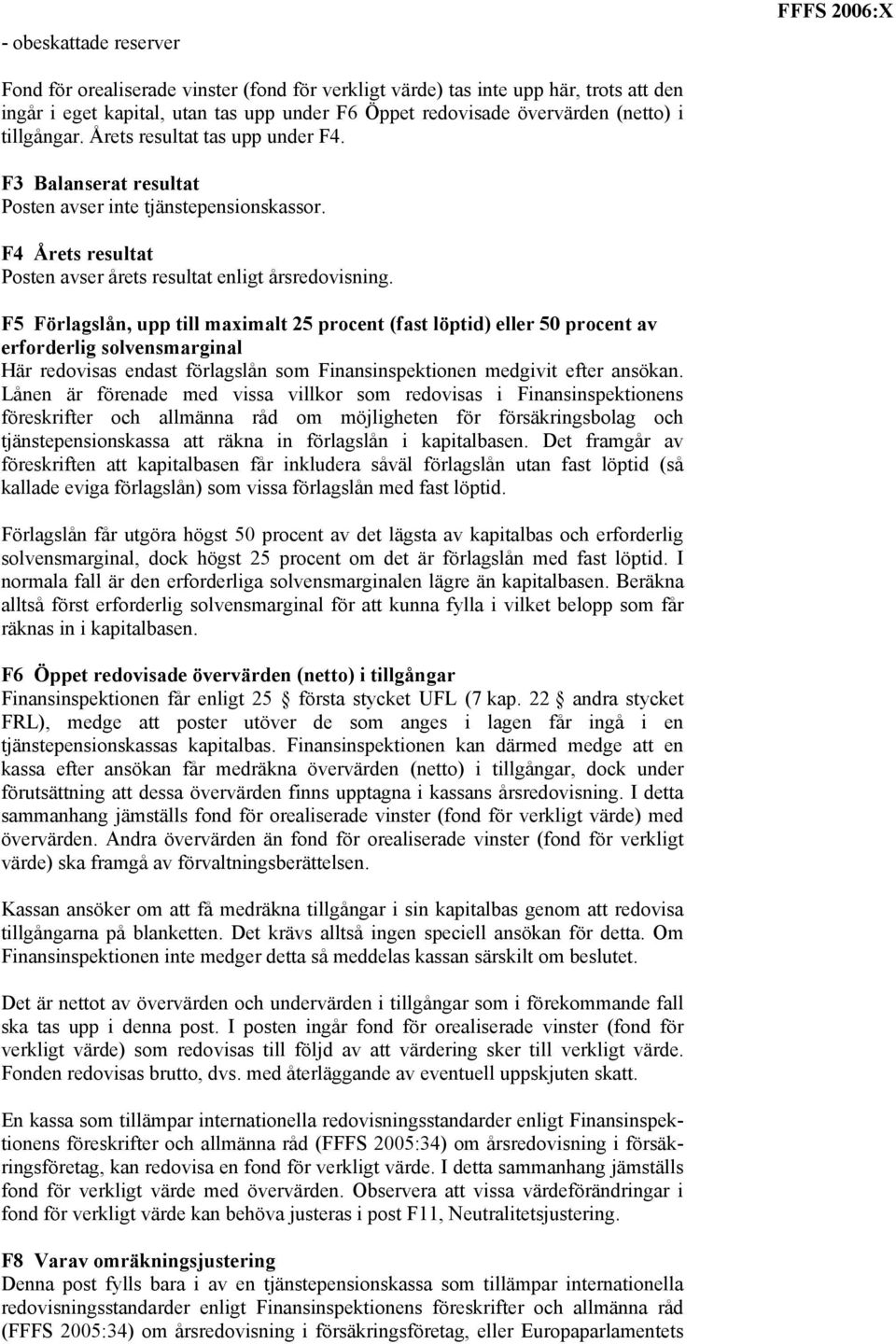 F5 Förlagslån, upp till maximalt 25 procent (fast löptid) eller 50 procent av erforderlig solvensmarginal Här redovisas endast förlagslån som Finansinspektionen medgivit efter ansökan.