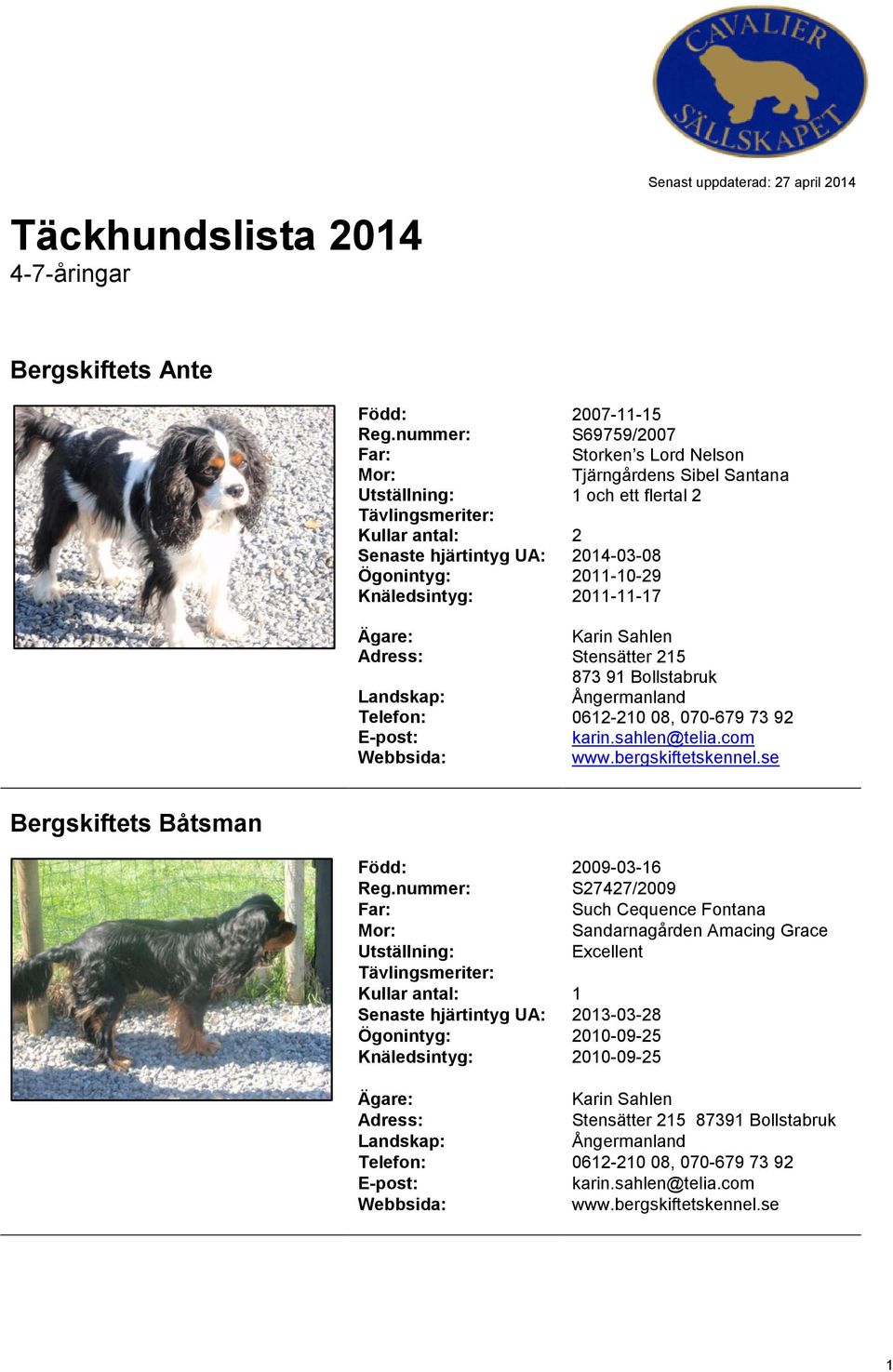 Täckhundslista åringar - PDF Gratis nedladdning