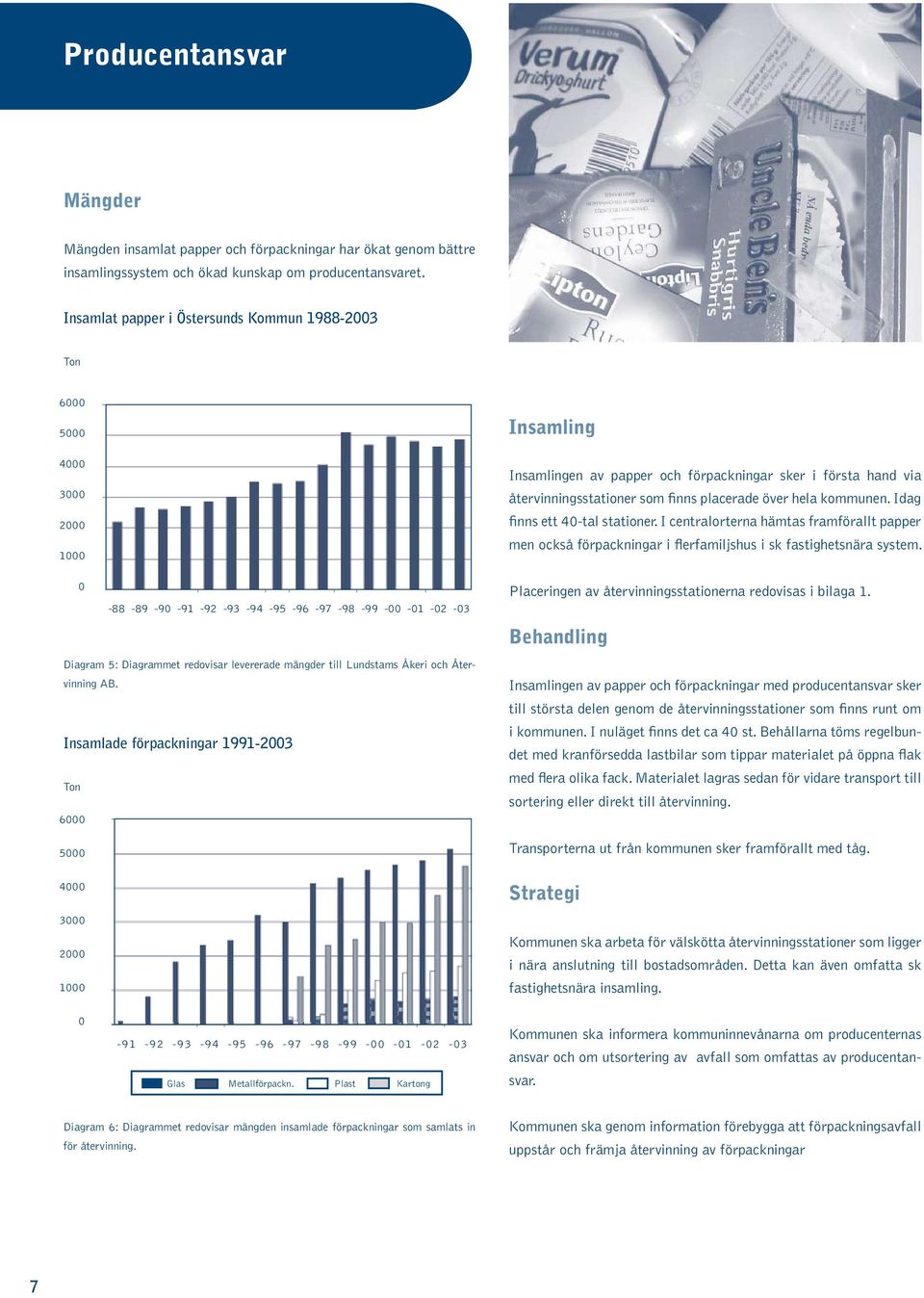 Insamlade förpackningar 1991-23 6 5 4 3 2 1 Insamling Insamlingen av papper och förpackningar sker i första hand via återvinningsstationer som finns placerade över hela kommunen.