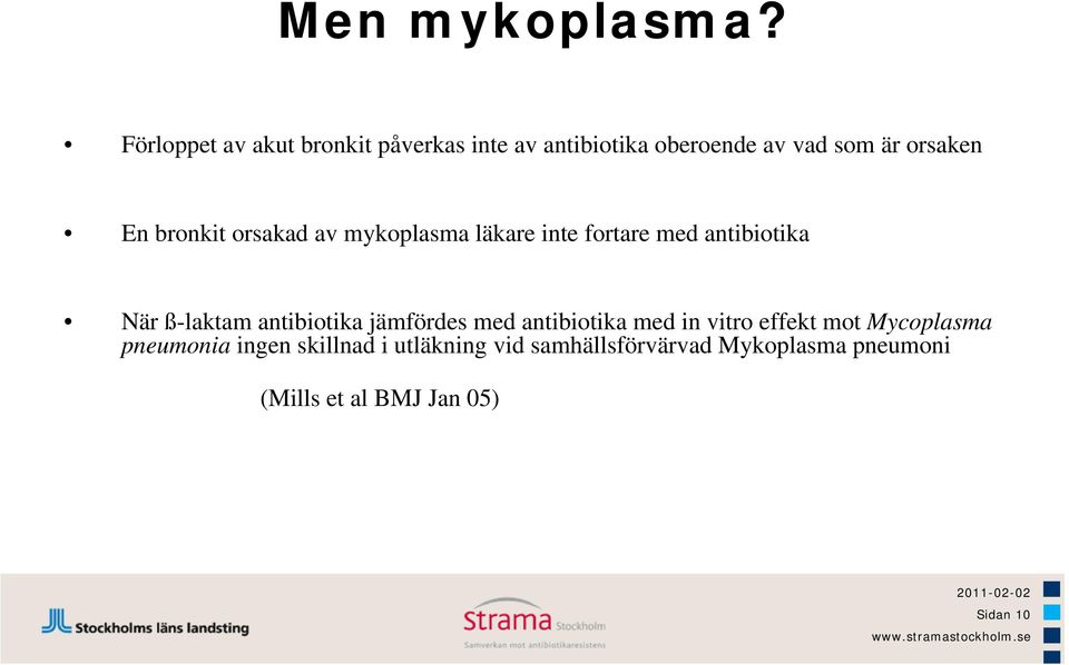 bronkit orsakad av mykoplasma läkare inte fortare med antibiotika När ß-laktam antibiotika