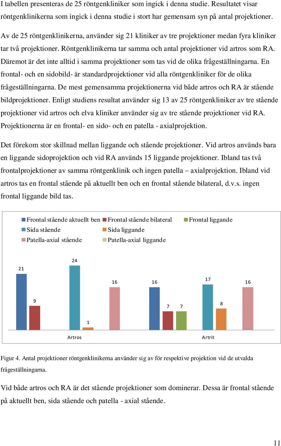 Däremot är det inte alltid i samma projektioner som tas vid de olika frågeställningarna. En frontal- och en sidobild- är standardprojektioner vid alla röntgenkliniker för de olika frågeställningarna.