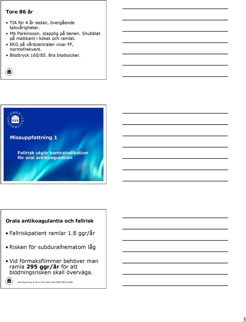 Missuppfattning 1 Fallrisk utgör kontraindikation för oral antikoagulation Orala antikoagulantia och fallrisk Fallriskpatient ramlar