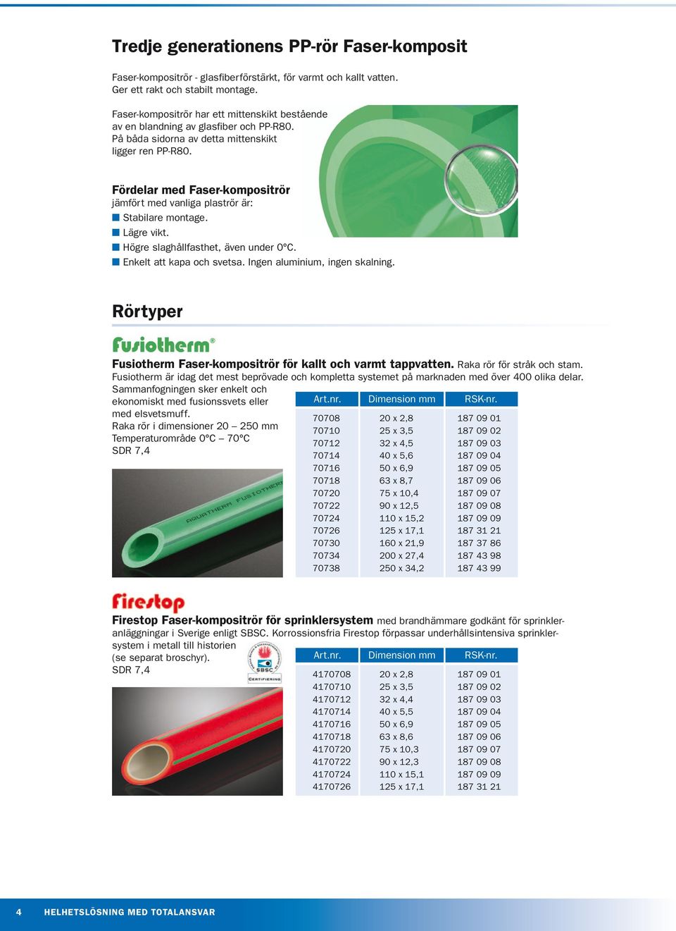 Fördelar med Faser-kompositrör jämfört med vanliga plaströr är: Stabilare montage. Lägre vikt. Högre slaghållfasthet, även under 0 C. Enkelt att kapa och svetsa. Ingen aluminium, ingen skalning.