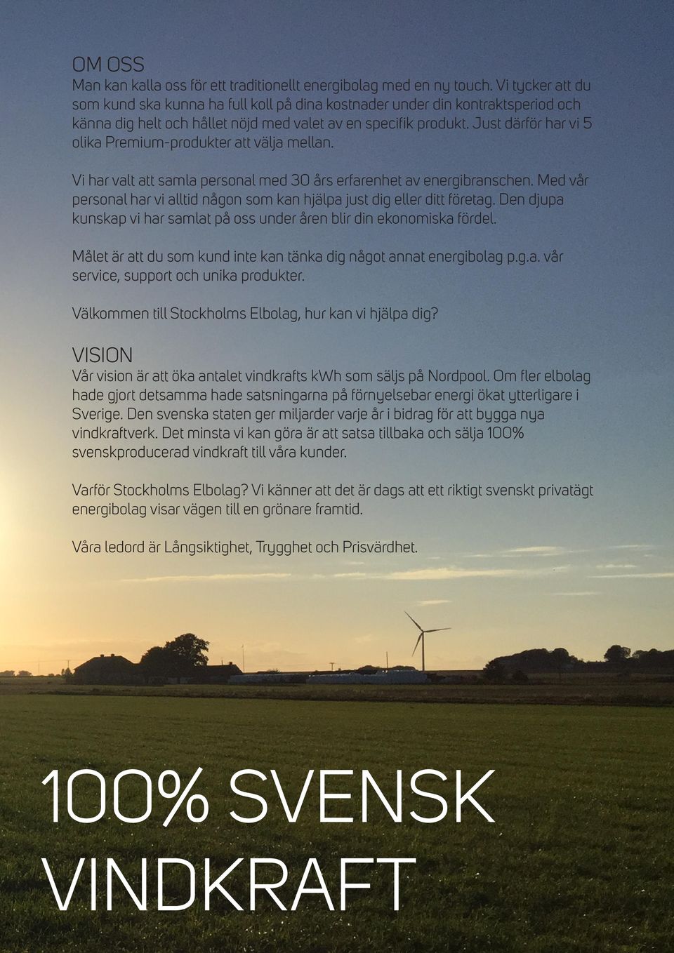 Just därför har vi 5 olika Premium-produkter att välja mellan. Vi har valt att samla personal med 30 års erfarenhet av energibranschen.
