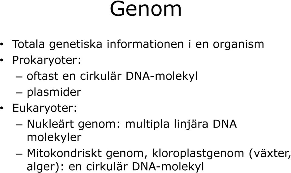 Eukaryoter: Nukleärt genom: multipla linjära DNA molekyler