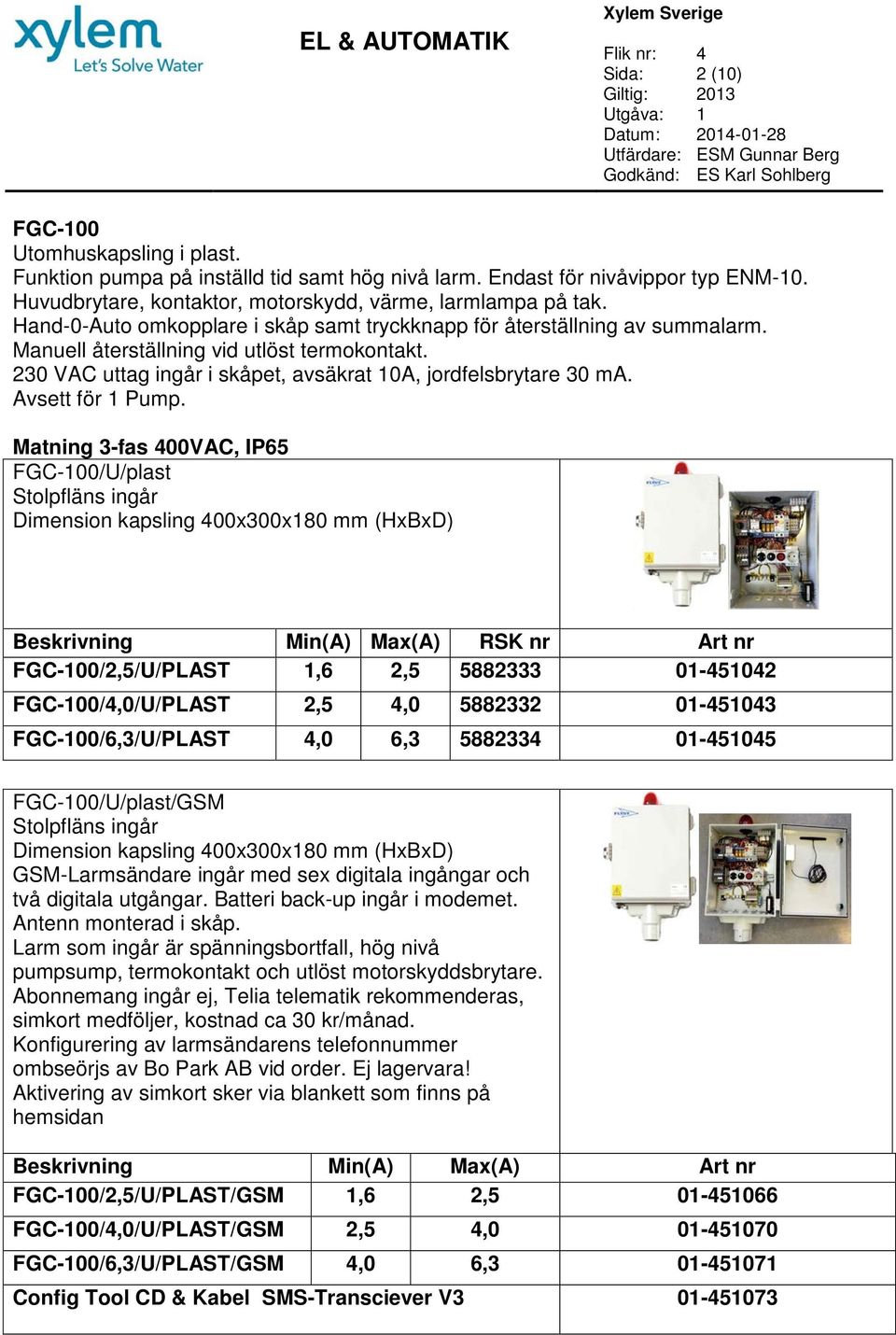 Avsett för 1 Pump.