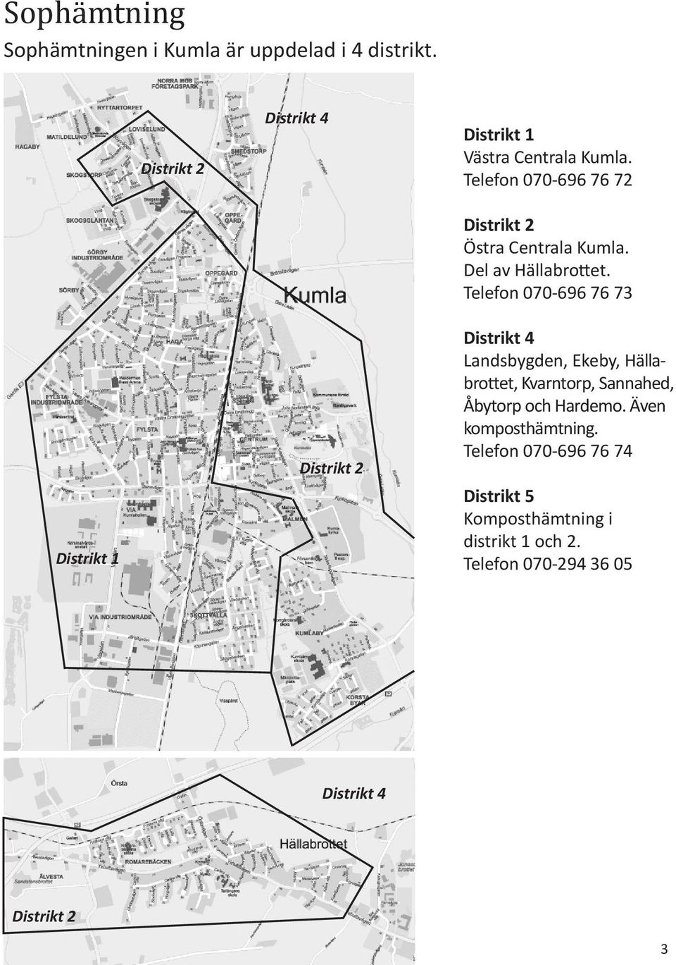 Telefon 070-696 76 73 Distrikt 1 Distrikt 2 Distrikt 4 Landsbygden, Ekeby, Hällabrottet, Kvarntorp, Sannahed,