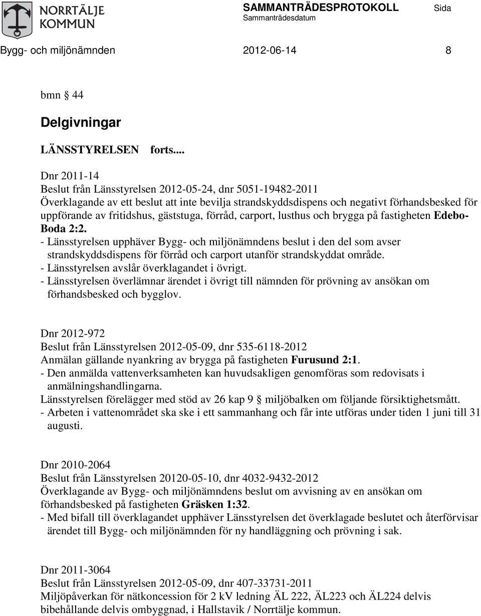 förråd, carport, lusthus och brygga på fastigheten Edebo- Boda 2:2.