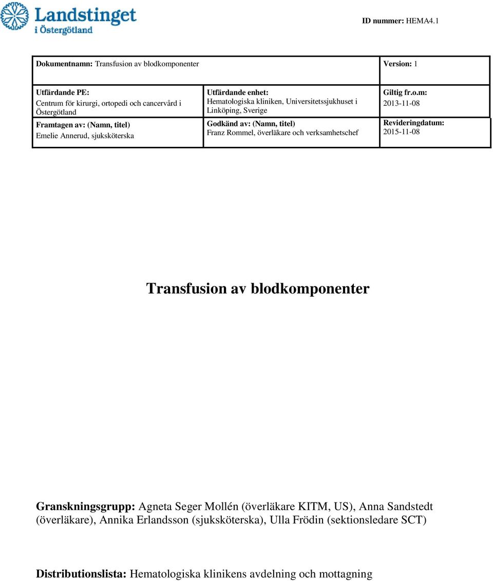 enhet: Hematol