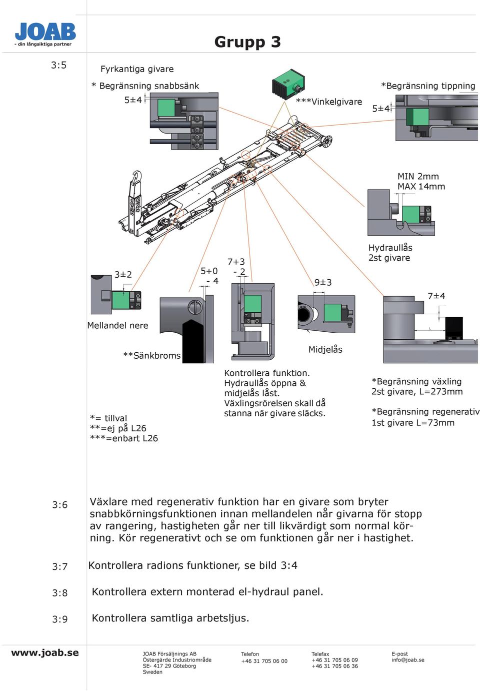 Measure between the sensor and horizontal plate in rear frame. For L the bracket is mounted under pipe fastener.