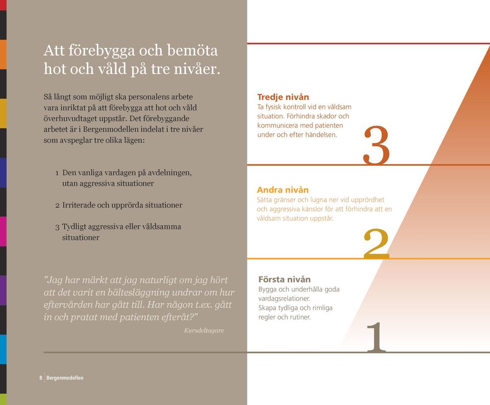 Förhindra skador och kommunicera med patienten under och efter händelsen.