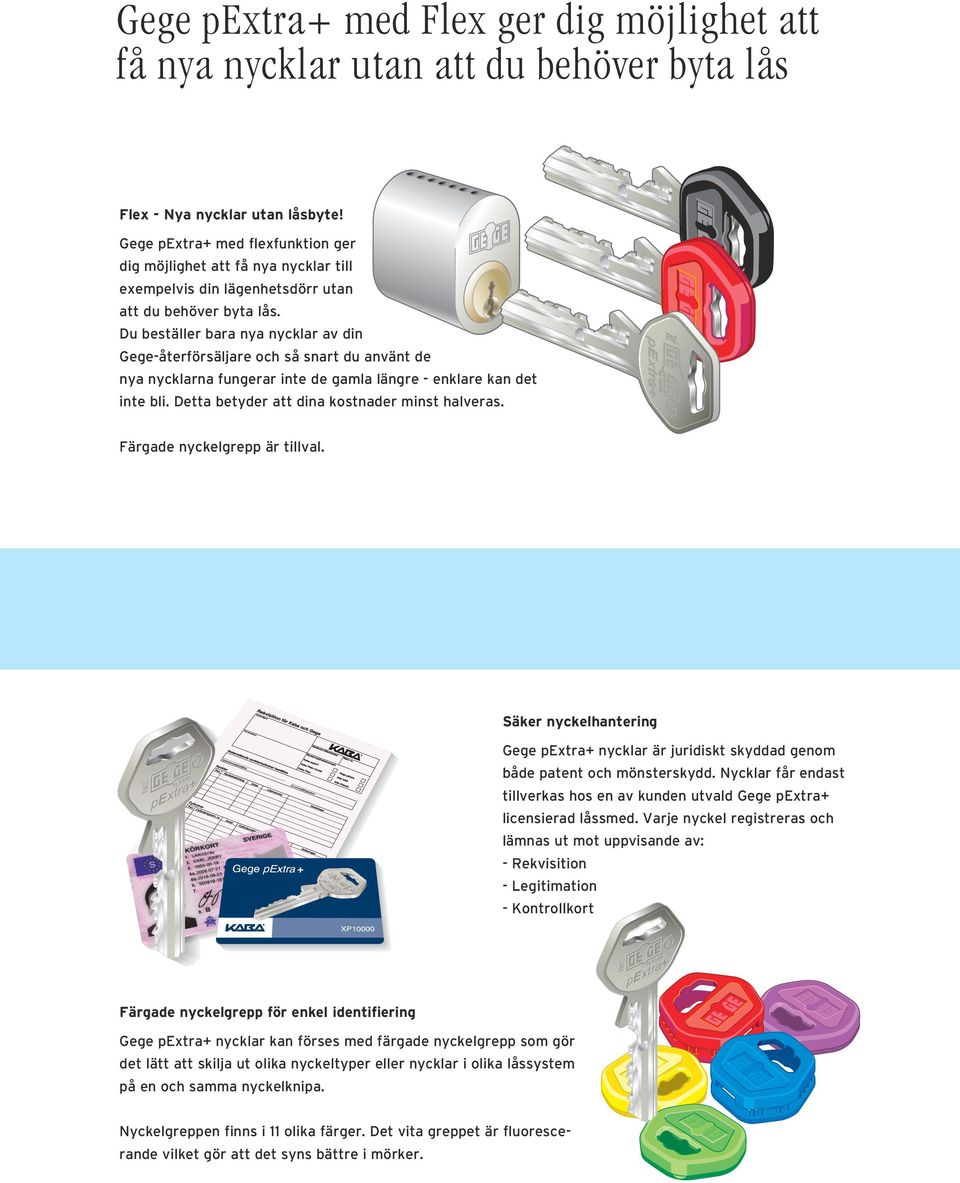 Du beställer bara nya nycklar av din Gege-återförsäljare och så snart du använt de nya nycklarna fungerar inte de gamla längre - enklare kan det inte bli.