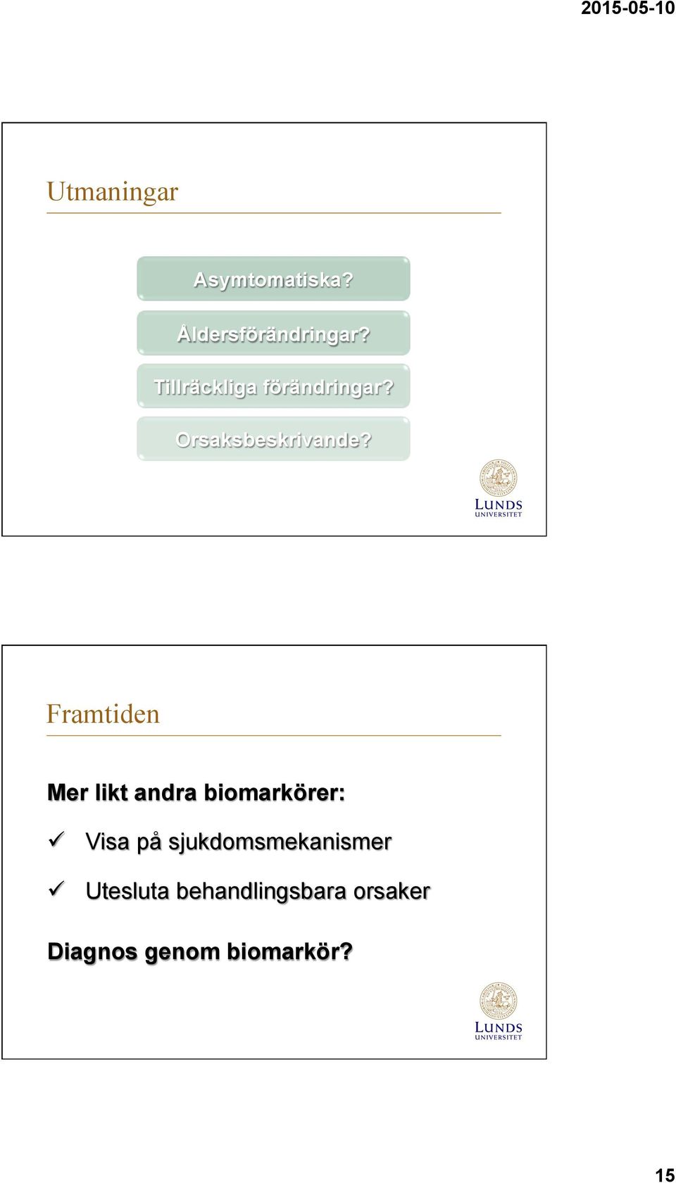 Framtiden Mer likt andra biomarkörer: Visa på