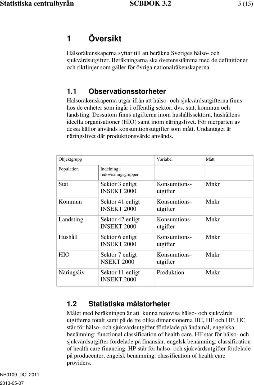 1 Observationsstorheter Hälsoräkenskaperna utgår ifrån att hälso- och sjukvårdsutgifterna finns hos de enheter som ingår i offentlig sektor, dvs. stat, kommun och landsting.