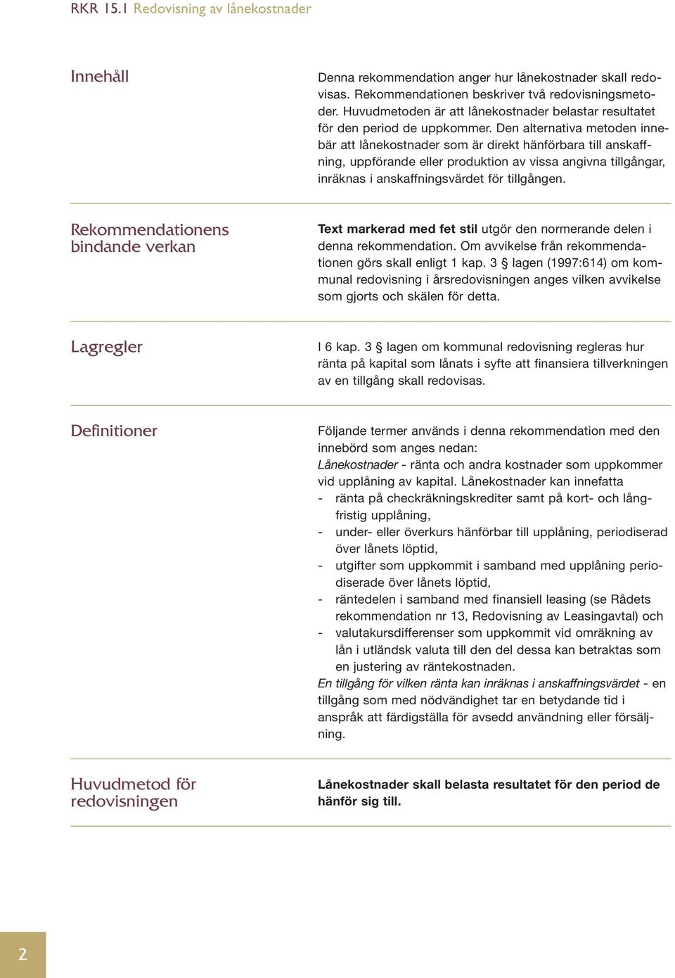 Den alternativa metoden innebär att lånekostnader som är direkt hänförbara till anskaffning, uppförande eller produktion av vissa angivna tillgångar, inräknas i anskaffningsvärdet för tillgången.