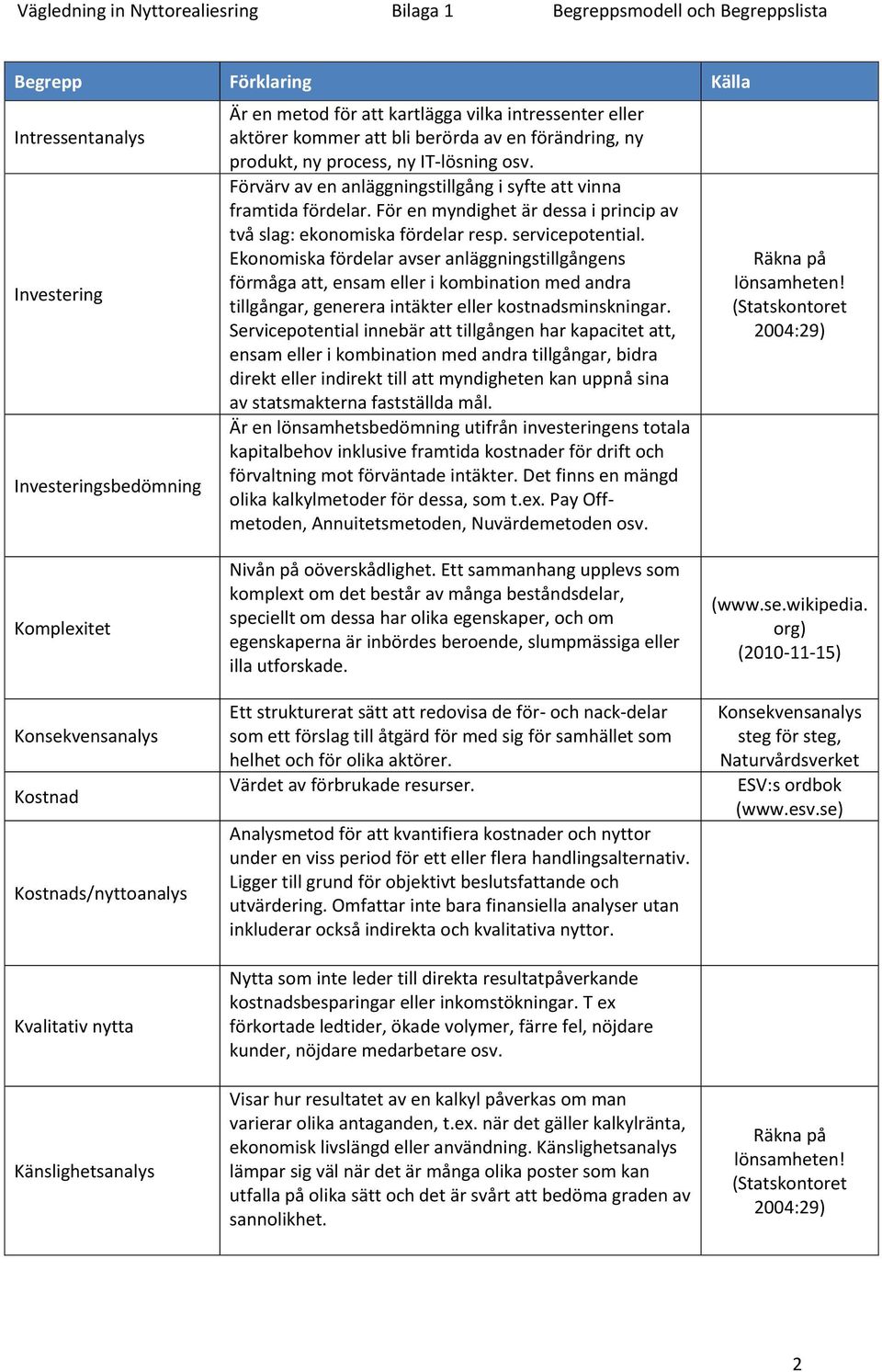 För en myndighet är dessa i princip av två slag: ekonomiska fördelar resp. servicepotential.