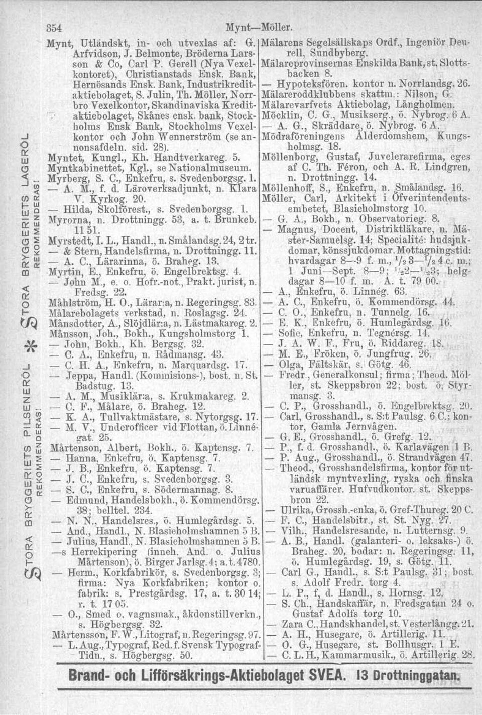 Hernösands Ensk. Bank, Industrikredit- - Hypoteksfören. kontor n. Norrlandeg. 26. aktiebolaget, S. Julin, Th. Möller, Norr- Mälareroddklubbens skattm.: Nilson, G.